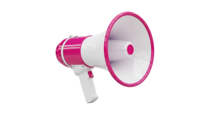 Pink and White Megaphone on White Background