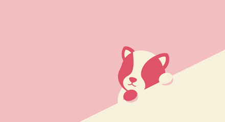 Cute Red Panda Peeking Over a Creamy White Surface.