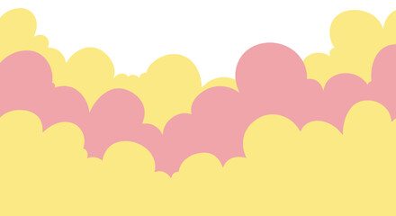 Simple Pink and Yellow Cartoon Clouds Background Illustration.