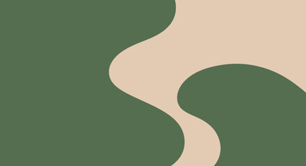 Abstract green and beige shapes create a unique design.