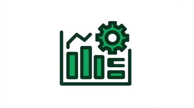 Data analysis bar chart and gear icon - Powered by Adobe