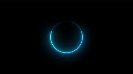 Glowing blue neon circle loading sign animated background 4k video