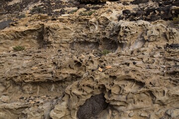 Limestone Caves and other interesting geological formations near Ajuy, a small fishing village on the west coast of Fuerteventura, Canary Islands, Spain.