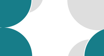 Abstract design with teal and gray circles on white background.