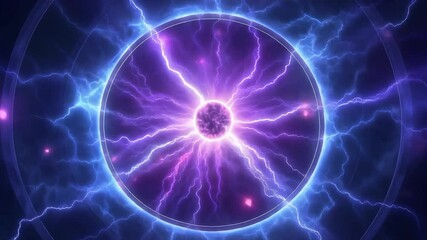 Energy Field Plasma Sphere Electric Lightning Bolt Abstract Background - Powered by Adobe