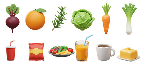 Assortment of fresh vegetables fruits drinks and snacks arranged artistically on a black background for healthy eating and lifestyle concepts