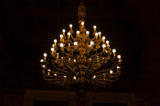 Big classic lamp hanging from the ceiling