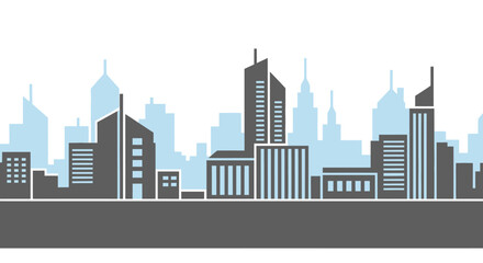 Naklejka premium Modern City Skyline Silhouette with Tall Buildings.