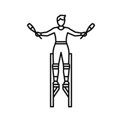 Stilt Walker Juggler Line Art Icon