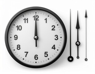 Classic Round Clock Face with Separate Hour Minute and Second Hands Time Concept