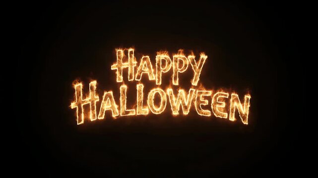Fiery Halloween Text on a Black Background