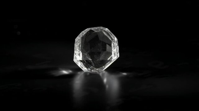 Sparkling Rough Diamond Precious Gemstone Isolated on Black Background