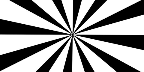 Black and white sunburst design background with radial stripes pattern. Abstract radial burst pattern isolated on transparent background.