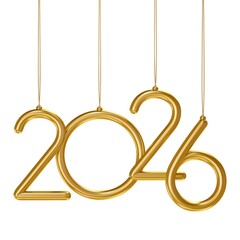 Gleaming golden 2026 numbers suspended, celebrating the arrival of a new year, symbolizing future aspirations, festive occasions, and bright beginnings