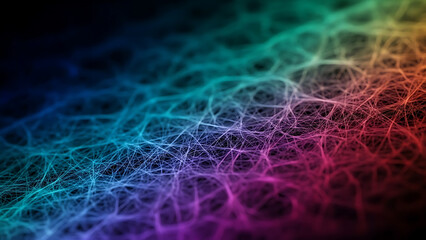 Abstract colorful digital network pattern with glowing lines and nodes