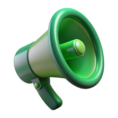 Green Megaphone 3D Render &ndash; Announcement and Communication Icon for Marketing, Public Speaking, and Messaging