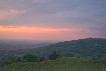 Sunset above Cheltenham taken from Cleeve Common park, UK
