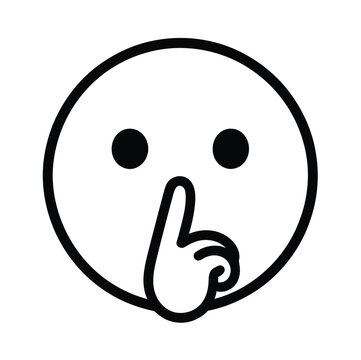  &ldquo;Minimalist silence emoji icon with finger on lips, simple black line art shushing face symbol, perfect for communication graphics, privacy concepts, quiet zone signs and digital interface designs.&rdquo;
