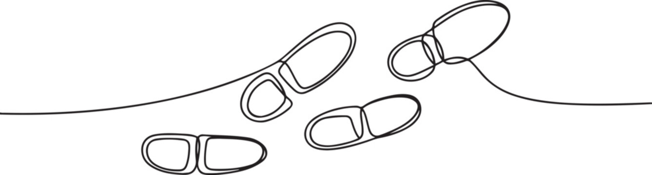 Continuous one line drawing of footsteps. one line Icon drawing