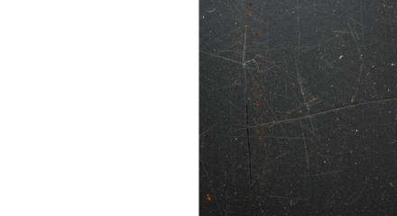 hyperrealistic macro studio shot contrasting a perfectly smooth transparent panel and a deeply detailed charcoal gray grunge texture separated by a sharp line. concept of abstract duality and