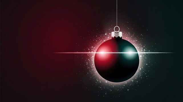 modern glowing christmas bauble with sparkling light effects on dark background, festive minimal holiday illustration