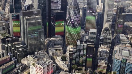london city financial skyline from a helicopter - Powered by Adobe