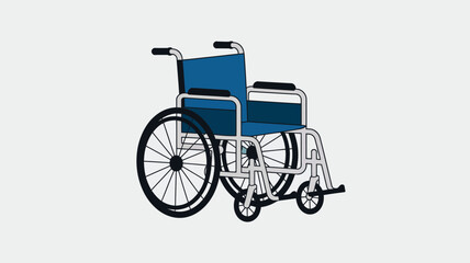 Fototapeta premium “Detailed wheelchair illustration with blue seat and metal frame, medical mobility equipment graphic for rehabilitation, healthcare support, disability assistance and hospital accessibility concepts” 