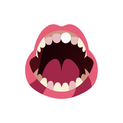 Naklejka premium Cartoon open mouth with teeth and missing tooth view on transparent background