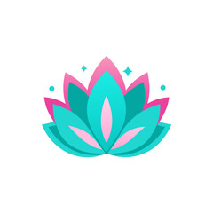 Fototapeta premium Illustration of a stylized lotus flower with sparkles on transparent background