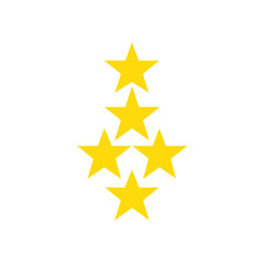Obraz premium Five yellow stars arranged in a pyramid shape form on transparent background