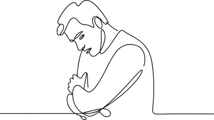 continuous line drawing of men being disappointed vector illustration. one line Icon drawing