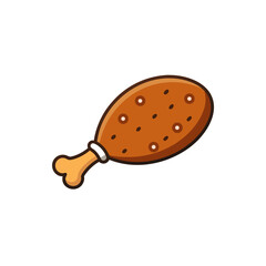 Illustration of a cartoon style fried chicken leg on transparent background