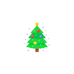 Christmas tree decorated with colorful ornaments on transparent background