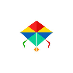 Colorful kite made of geometric shapes illustration on transparent background