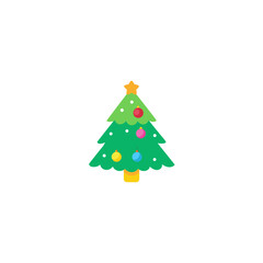 Illustration of a decorated christmas tree icon art on transparent background
