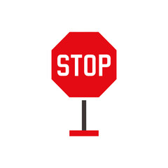 Illustration of a red stop sign on a white background on transparent background