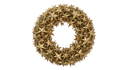 A shimmering golden star wreath radiates festive holiday cheer and sparkling celebration.