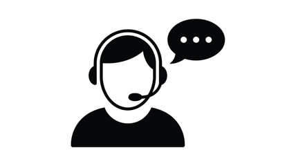 Naklejka premium Illustration of a person with a headset and a speech bubble with three dots on a white background