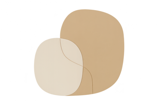 Minimalist beige abstract organic shapes isolated on transparent background