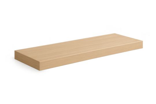 Light brown wooden board with natural grain texture, isolated on transparent background