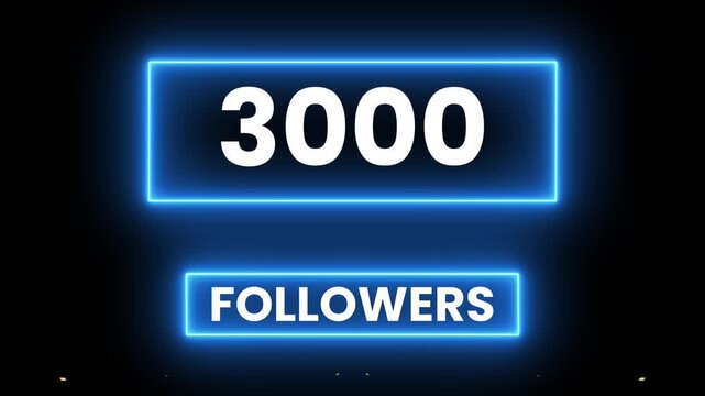 Thank you 3000 followers congratulation animation isolated on black background