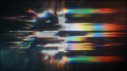 Abstract digital glitch art with vibrant horizontal and vertical lines. - Powered by Adobe