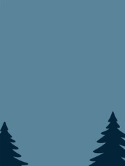 Winter Pine Trees on Blue Background