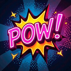 Obraz premium Vibrant Explosion A Dynamic Neon 'POW!' Pop Art Comic Style Design for Impactful Visuals and Graphic Art Projects