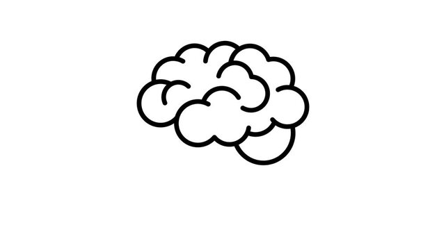 Brainstorm icon animation. Brain cloud with lightning animated. Inspiration, idea, creativity, innovation, imagination, solution, thinking, intelligence, problem solving and brainstorming motion