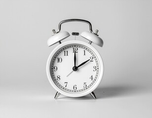 Classic White Alarm Clock Displaying 2 O'Clock, A Reminder of Time's Passage