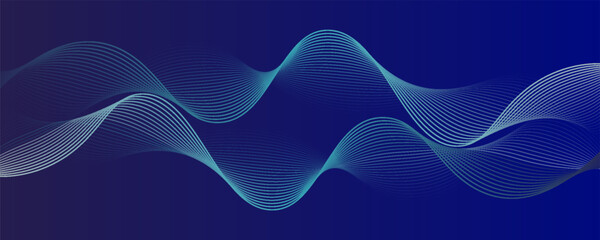 Abstract glowing wave lines on dark blue background. Dark abstract background with Shiny moving line. Modern flowing wavy lines Suit for banner, poster, cover, brochure, flyer, website.