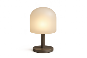 Contemporary table lamp, glowing dome shade, isolated on transparent background