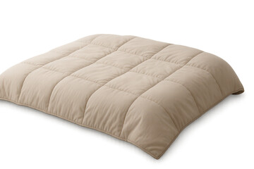 Comfortable beige quilted mattress pad isolated on transparent background