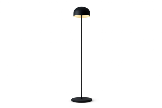Sleek black floor lamp with warm light, isolated on transparent background, modern - Powered by Adobe